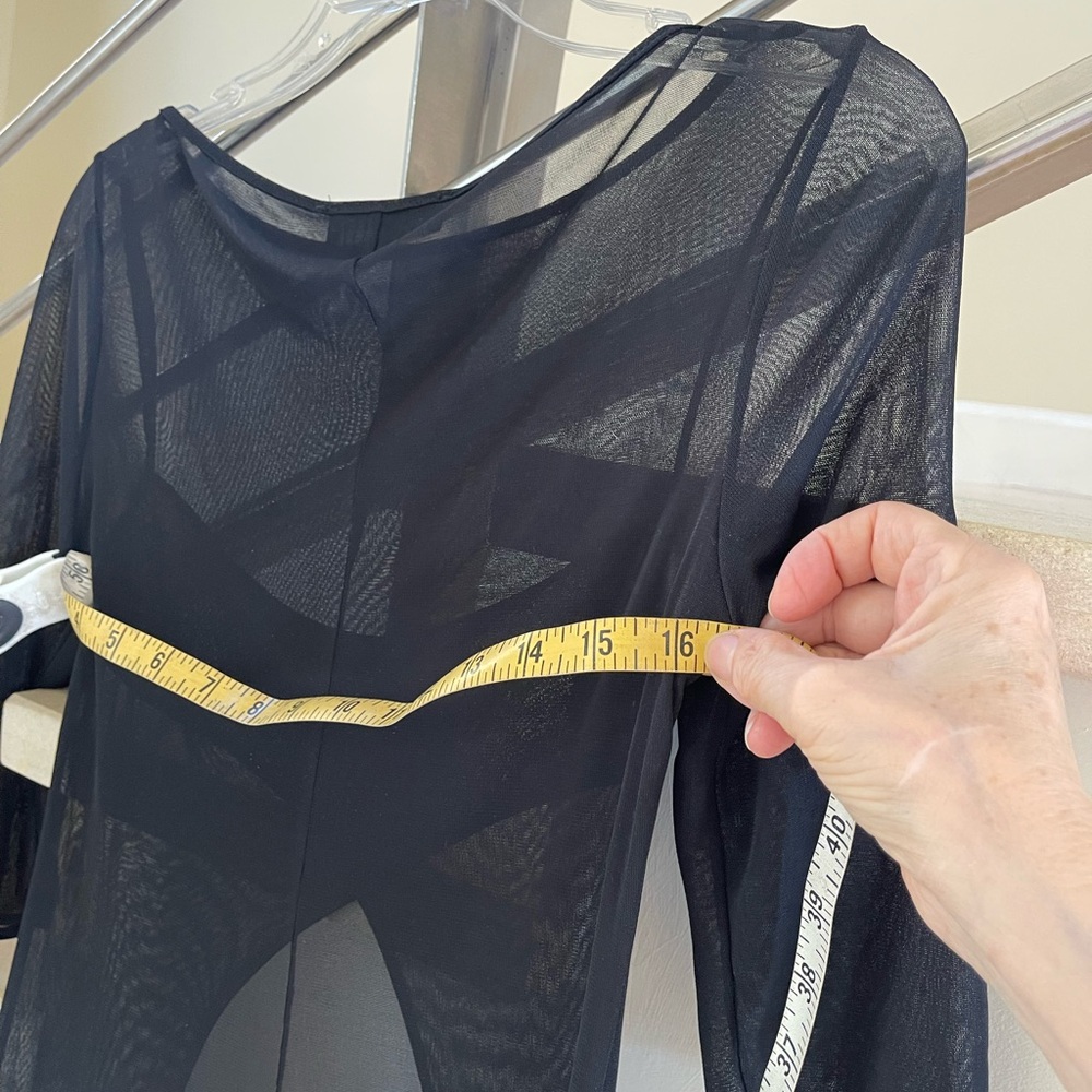 Vintage Elegant Black Sheer Swim Cover-Up/Top - Picture 8 of 12